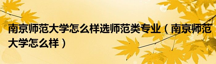南京師范大學(xué)怎么樣選師范類專業(yè)（南京師范大學(xué)怎么樣）