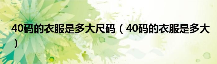 40碼的衣服是多大尺碼（40碼的衣服是多大）