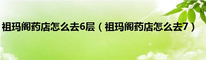 祖瑪閣藥店怎么去6層（祖瑪閣藥店怎么去7）