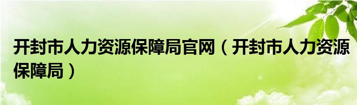 開封市人力資源保障局官網(wǎng)（開封市人力資源保障局）