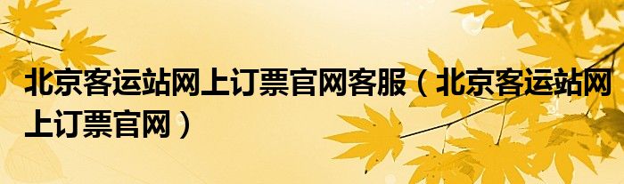 北京客運站網(wǎng)上訂票官網(wǎng)客服（北京客運站網(wǎng)上訂票官網(wǎng)）