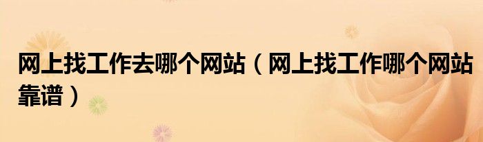網(wǎng)上找工作去哪個網(wǎng)站（網(wǎng)上找工作哪個網(wǎng)站靠譜）