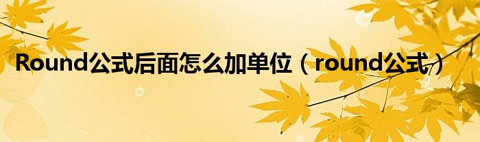 Round公式后面怎么加單位（round公式）