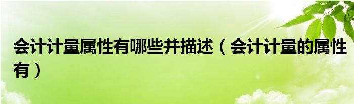 會(huì)計(jì)計(jì)量屬性有哪些并描述（會(huì)計(jì)計(jì)量的屬性有）