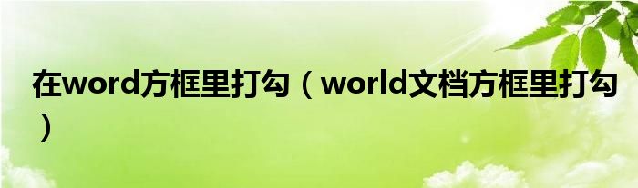 在word方框里打勾（world文檔方框里打勾）