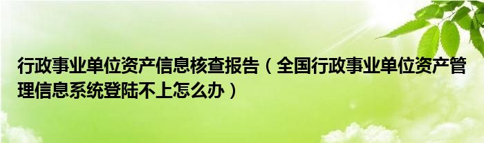 行政事業(yè)單位資產(chǎn)信息核查報告（全國行政事業(yè)單位資產(chǎn)管理信息系統(tǒng)登陸不上怎么辦）