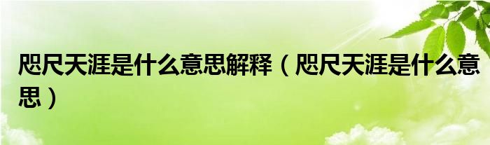 咫尺天涯是什么意思解釋（咫尺天涯是什么意思）