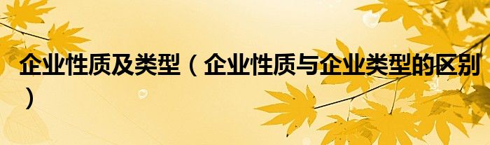 企業(yè)性質(zhì)及類型（企業(yè)性質(zhì)與企業(yè)類型的區(qū)別）
