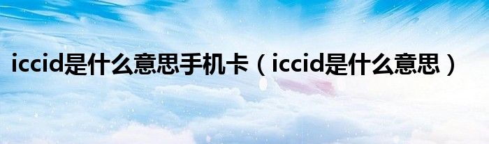 iccid是什么意思手機卡（iccid是什么意思）