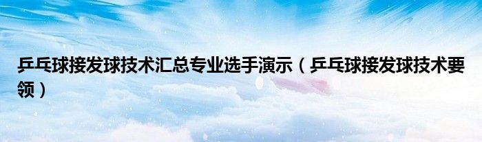 乒乓球接發(fā)球技術(shù)匯總專業(yè)選手演示（乒乓球接發(fā)球技術(shù)要領(lǐng)）