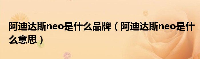 阿迪達(dá)斯neo是什么品牌（阿迪達(dá)斯neo是什么意思）
