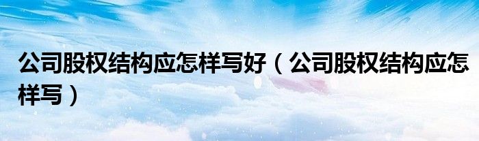 公司股權(quán)結(jié)構(gòu)應怎樣寫好（公司股權(quán)結(jié)構(gòu)應怎樣寫）