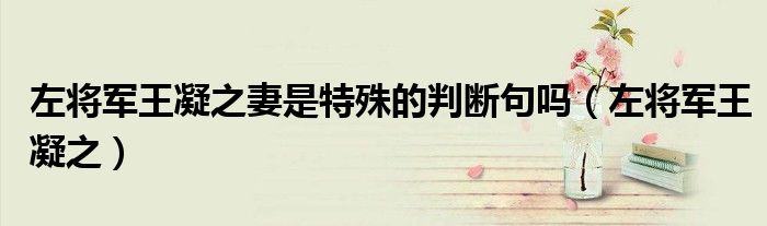 左將軍王凝之妻是特殊的判斷句嗎（左將軍王凝之）