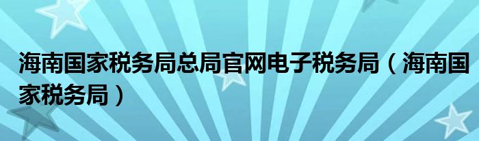 海南國家稅務局總局官網(wǎng)電子稅務局（海南國家稅務局）
