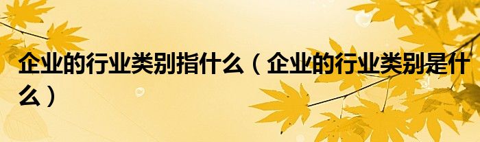 企業(yè)的行業(yè)類別指什么（企業(yè)的行業(yè)類別是什么）