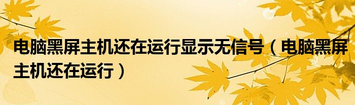 電腦黑屏主機還在運行顯示無信號（電腦黑屏主機還在運行）