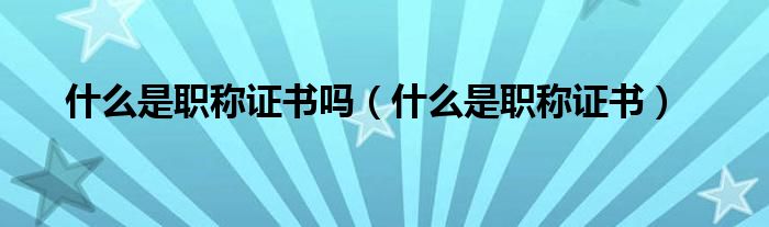 什么是職稱證書嗎（什么是職稱證書）
