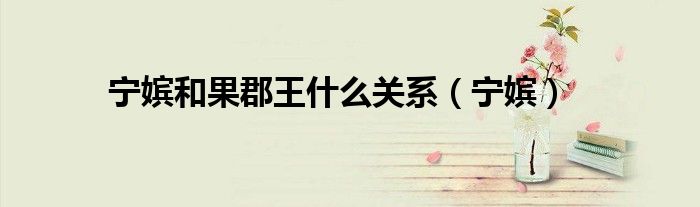 寧嬪和果郡王什么關(guān)系（寧嬪）