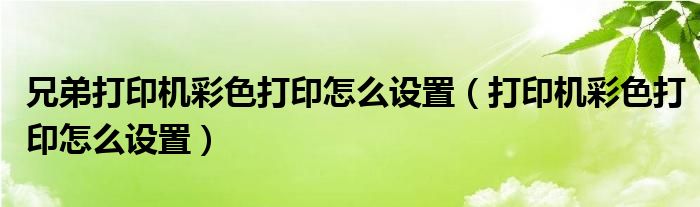兄弟打印機彩色打印怎么設置（打印機彩色打印怎么設置）