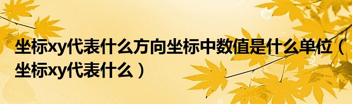 坐標xy代表什么方向坐標中數(shù)值是什么單位（坐標xy代表什么）