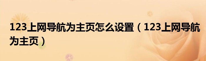 123上網(wǎng)導(dǎo)航為主頁怎么設(shè)置（123上網(wǎng)導(dǎo)航為主頁）