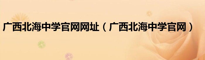 廣西北海中學官網(wǎng)網(wǎng)址（廣西北海中學官網(wǎng)）