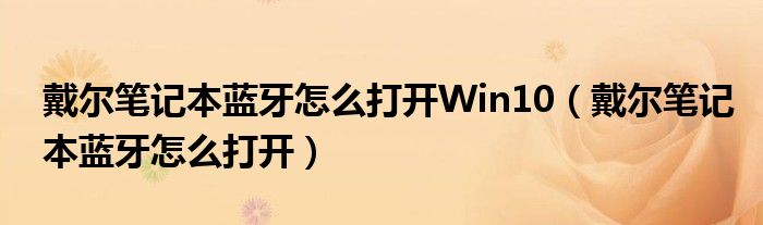 戴爾筆記本藍(lán)牙怎么打開Win10（戴爾筆記本藍(lán)牙怎么打開）