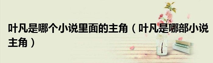 葉凡是哪個小說里面的主角（葉凡是哪部小說主角）