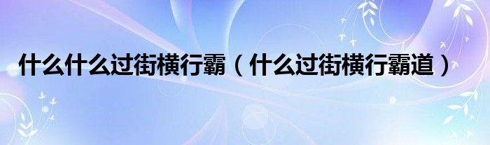 什么什么過街橫行霸（什么過街橫行霸道）