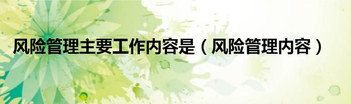 風險管理主要工作內(nèi)容是（風險管理內(nèi)容）