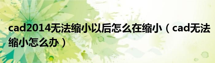 cad2014無法縮小以后怎么在縮?。╟ad無法縮小怎么辦）