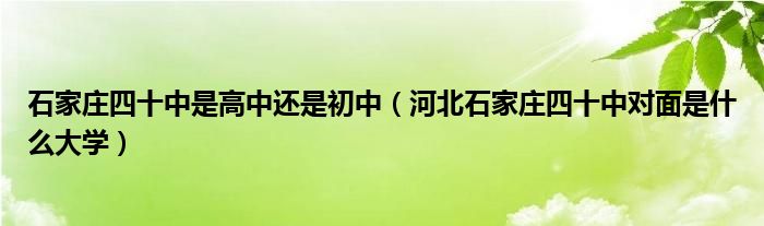 石家莊四十中是高中還是初中（河北石家莊四十中對面是什么大學）