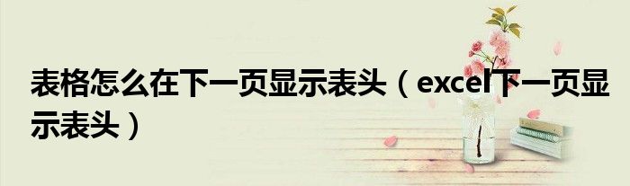 表格怎么在下一頁(yè)顯示表頭（excel下一頁(yè)顯示表頭）