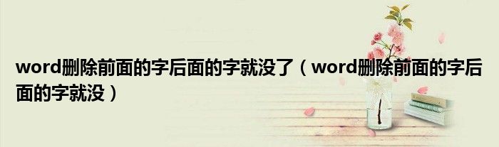 word刪除前面的字后面的字就沒了（word刪除前面的字后面的字就沒）