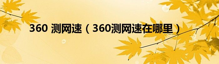 360 測(cè)網(wǎng)速（360測(cè)網(wǎng)速在哪里）