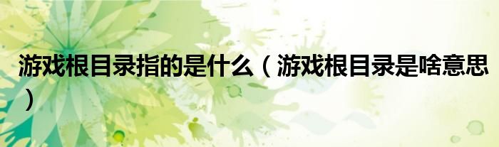游戲根目錄指的是什么（游戲根目錄是啥意思）