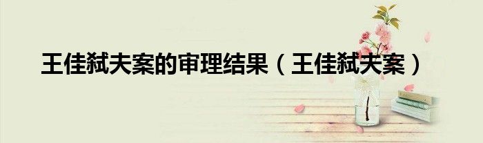 王佳弒夫案的審理結(jié)果（王佳弒夫案）