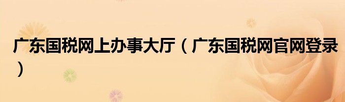 廣東國(guó)稅網(wǎng)上辦事大廳（廣東國(guó)稅網(wǎng)官網(wǎng)登錄）