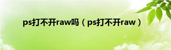 ps打不開raw嗎（ps打不開raw）