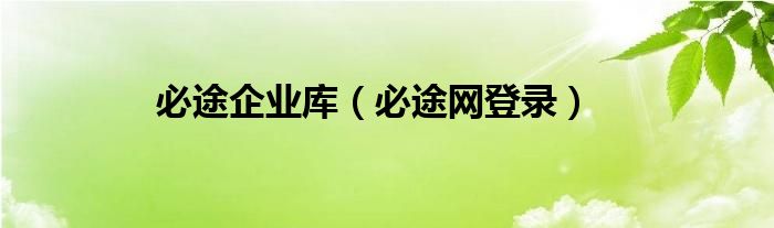必途企業(yè)庫(kù)（必途網(wǎng)登錄）