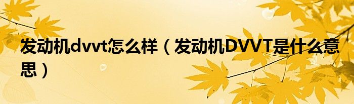 發(fā)動機dvvt怎么樣（發(fā)動機DVVT是什么意思）