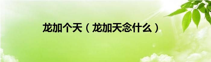 龍加個(gè)天（龍加天念什么）
