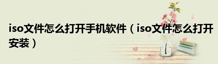 iso文件怎么打開手機軟件（iso文件怎么打開安裝）