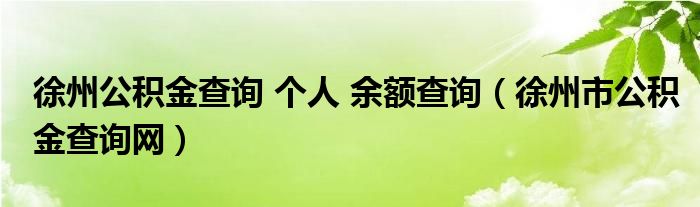 徐州公積金查詢 個(gè)人 余額查詢（徐州市公積金查詢網(wǎng)）