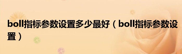 boll指標(biāo)參數(shù)設(shè)置多少最好（boll指標(biāo)參數(shù)設(shè)置）