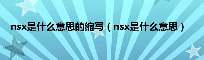 nsx是什么意思的縮寫（nsx是什么意思）