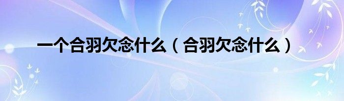 一個(gè)合羽欠念什么（合羽欠念什么）