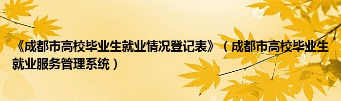 《成都市高校畢業(yè)生就業(yè)情況登記表》（成都市高校畢業(yè)生就業(yè)服務(wù)管理系統(tǒng)）
