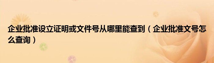企業(yè)批準設立證明或文件號從哪里能查到（企業(yè)批準文號怎么查詢）