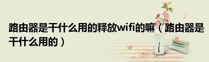 路由器是干什么用的釋放wifi的嘛（路由器是干什么用的）
